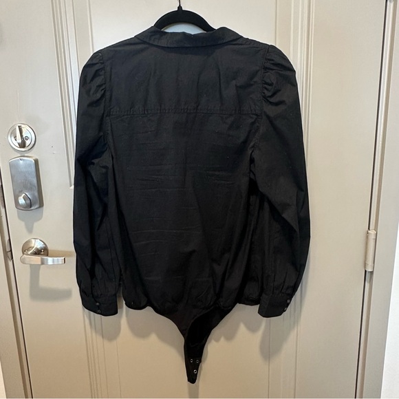 Ambercrombie & Fitch Women’s Button Down Long Sleeve Bodysuit Black Size XL - Picture 2 of 6